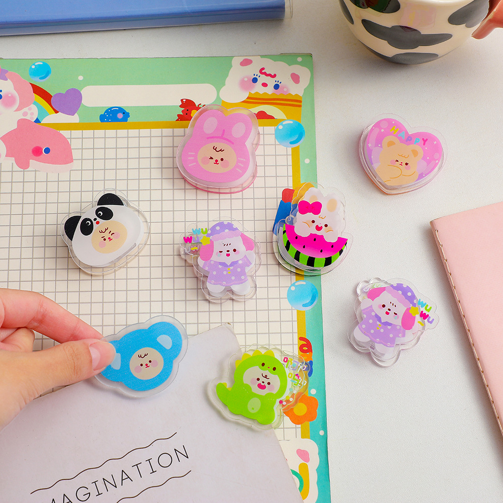 girl cartoon double-sided student acrylic document folder stationery fixed material transparent binder clip test paper pp clip