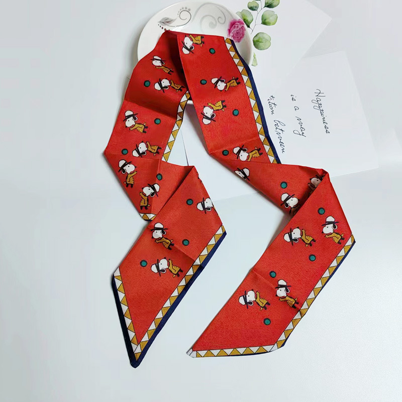 Hand Gift Long All-Match Silk Scarf Tie Hair Band Bow Floral Ribbon Tie Bag Small Silk Scarf Hair Band