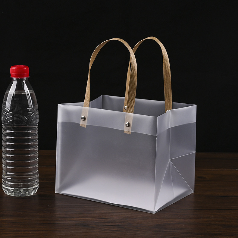 现货pp透明磨砂手提袋塑料服装pvc购物袋空白手提塑料袋加印logo