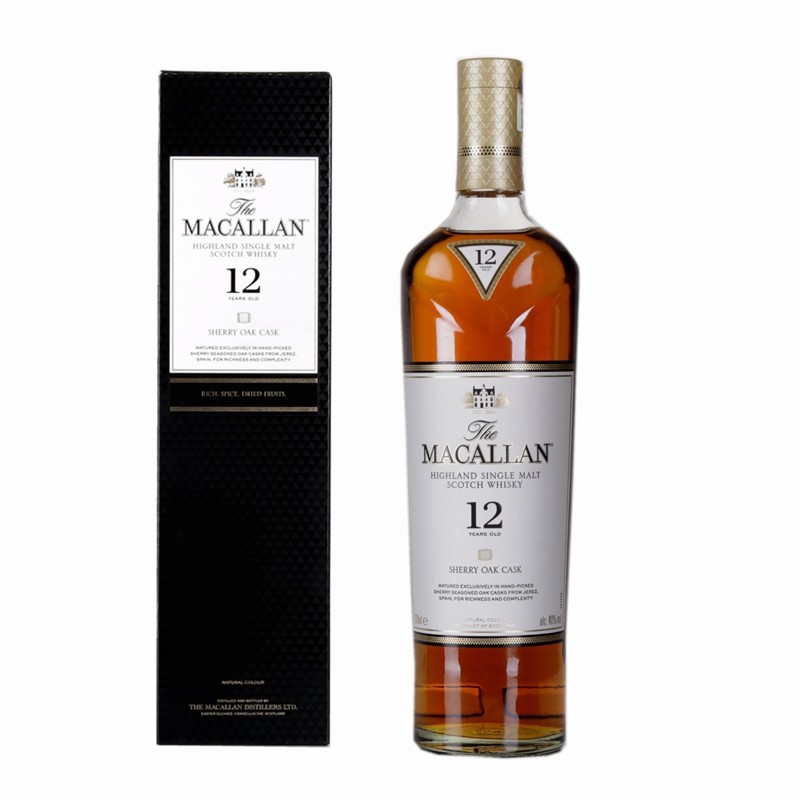 麦卡伦12年黑钻macallan雪莉单桶单一麦芽苏格兰威士忌洋酒700ml