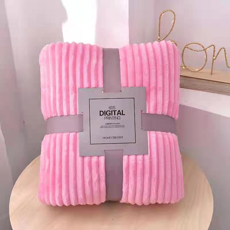 Thick Solid Color Large Striped Sofa Blanket Flannel Blanket Dormitory Office Nap Blanket Spot Gift Blanket