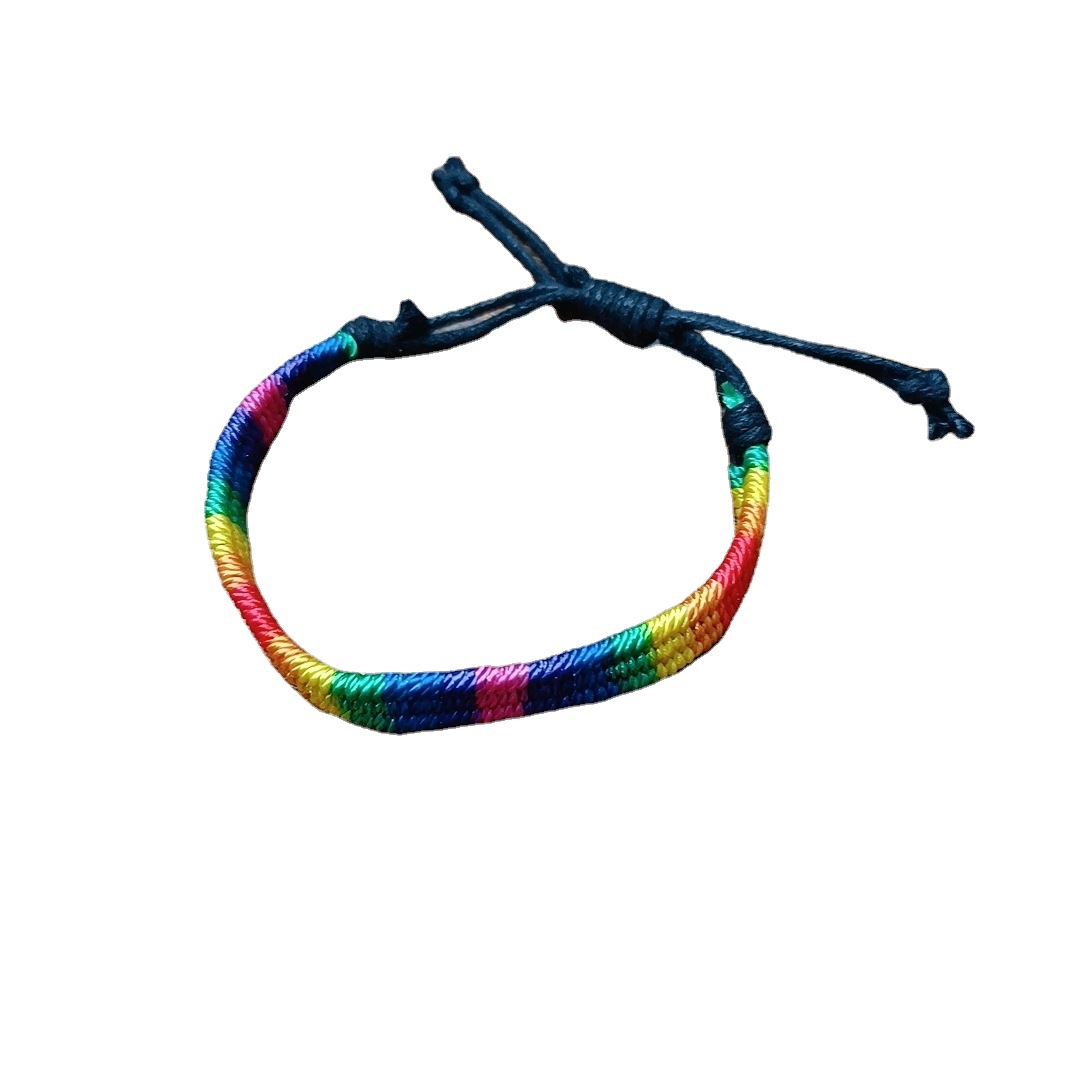 Cross-Border LGBT Feat Ver Comrade Friendship Free Rainbow Rope Wholesale Bracelet Hand-Woven Gift Carrying Strap