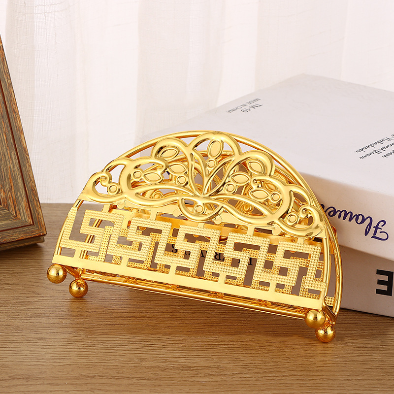 European Style Golden Plum Tissue Holder Golden Simple Retro Creative Furnishings Hotel Restaurant Home Decorative Paper Towel Storage Clip