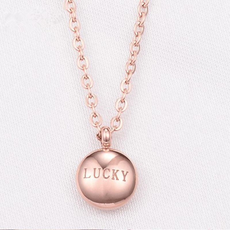 纯银925女韩版小金豆项链简约幸运豆豆字母lucky锁骨链朴信惠同款
