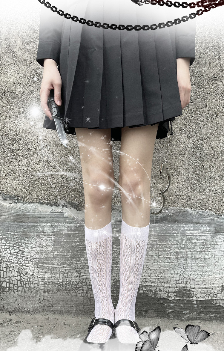 jk袜蕾丝网纱袜中筒日系堆堆袜女夏季薄款透明洛丽塔韩国蕾丝短袜