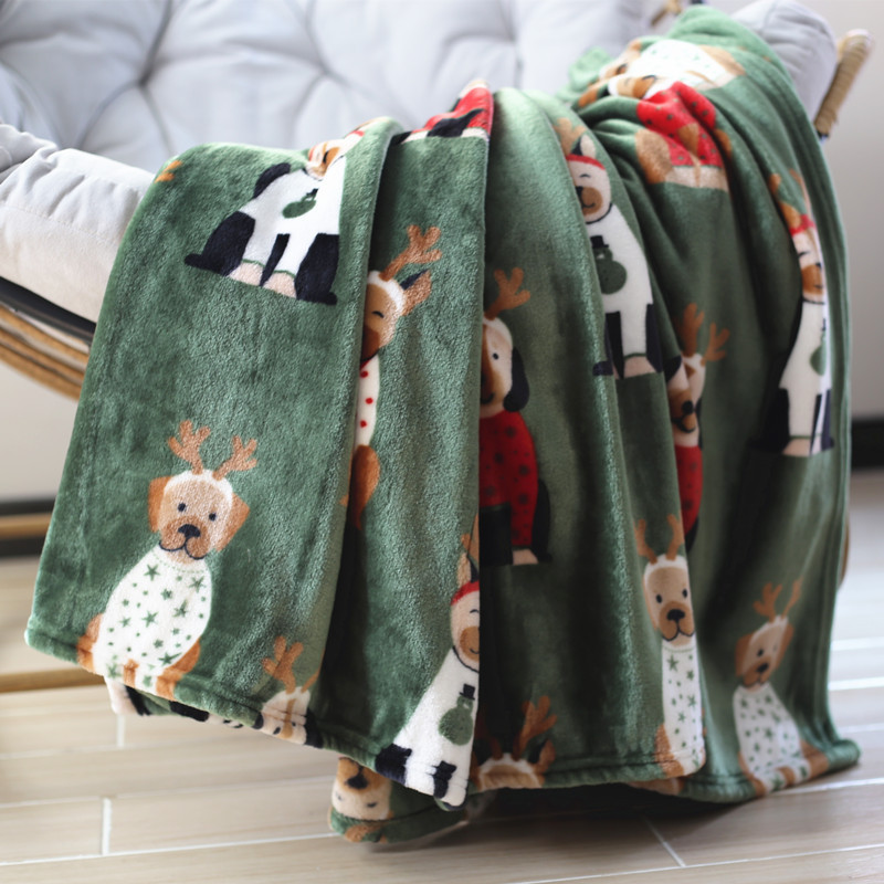 American Christmas Blanket Cute Cat Milk Fiber Flannel Blanket Nap Blanket Lunch Break Air Conditioning Blanket Sofa Blanket