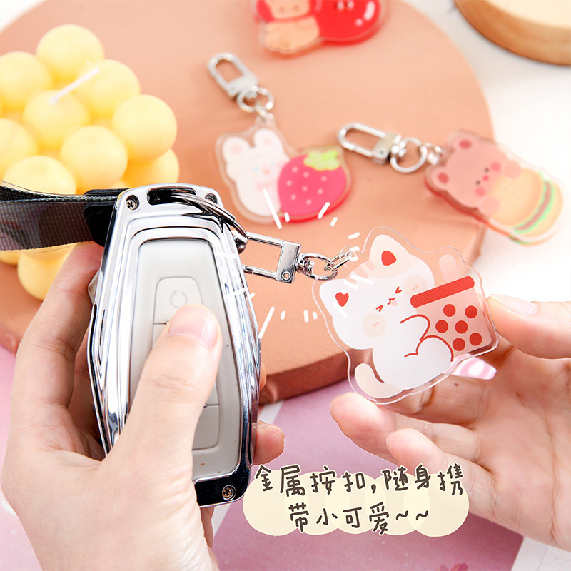 Korean Ins Cute Rabbit Puppy Cartoon Acrylic Keychain Wholesale Pendant Schoolbag Accessories Gift