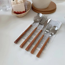 牛排刀叉套装小蛮腰法式刀叉勺304不锈钢勺子西餐餐具甜品勺叉子