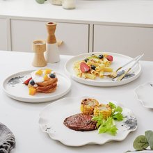 网红创意盘子北欧式简约个性家用陶瓷平盘早餐西式牛排艺术西餐盘