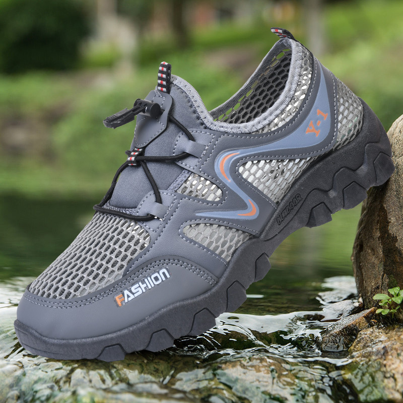 [Factory Wholesale] Summer New Hiking Shoes Wading Shoes Lightweight Breathable Outdoor Leisure Sneaker Men's Mesh Shoes