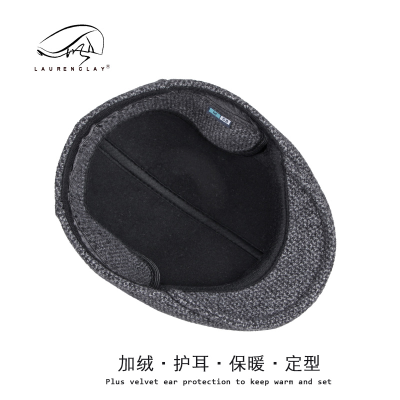 Middle-Aged and Elderly People's Hats Male Autumn and Winter Woolen Beret Male British Retro Peaked Cap Warm Ear Protection Advance Hats