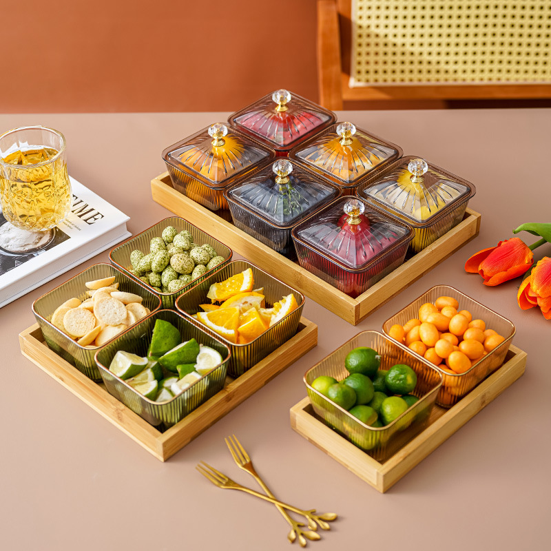 日式创意分格果盘轻奢小吃盘家用客厅水果拼盘酒店ktv零食干果碟