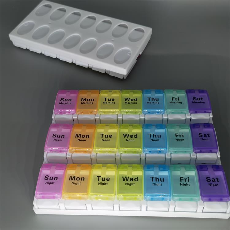 New Push-Button Double-Row Weekly Pill Box