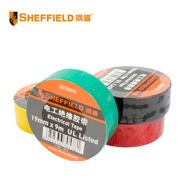 钢盾s038042 电工绝缘胶带19mmx9m(黑,红,黄,绿)电工胶带
