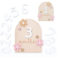跨境新生儿出生月份牌木制拍照道具小雏菊纪念牌婴儿里程碑卡片