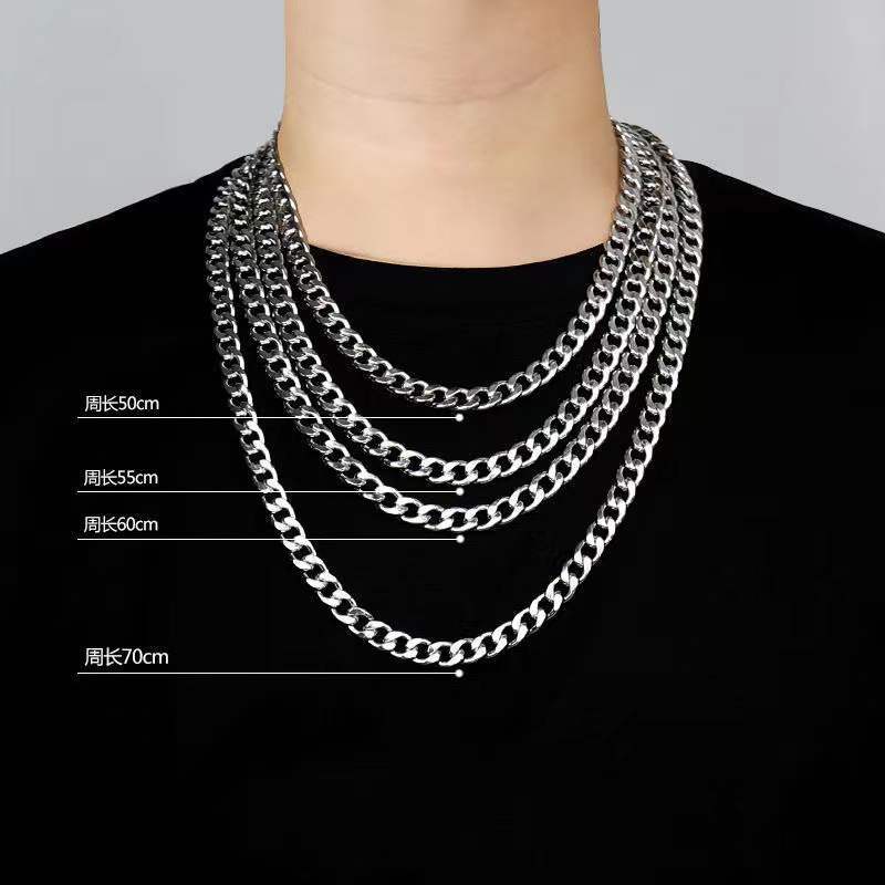 Wholesale Titanium Steel No Fading Chunky Chain Necklace Cuban Link Chain Necklace Female Male Trendy European and American Nk Chain Hip-Hop Pullover Chain Accessories