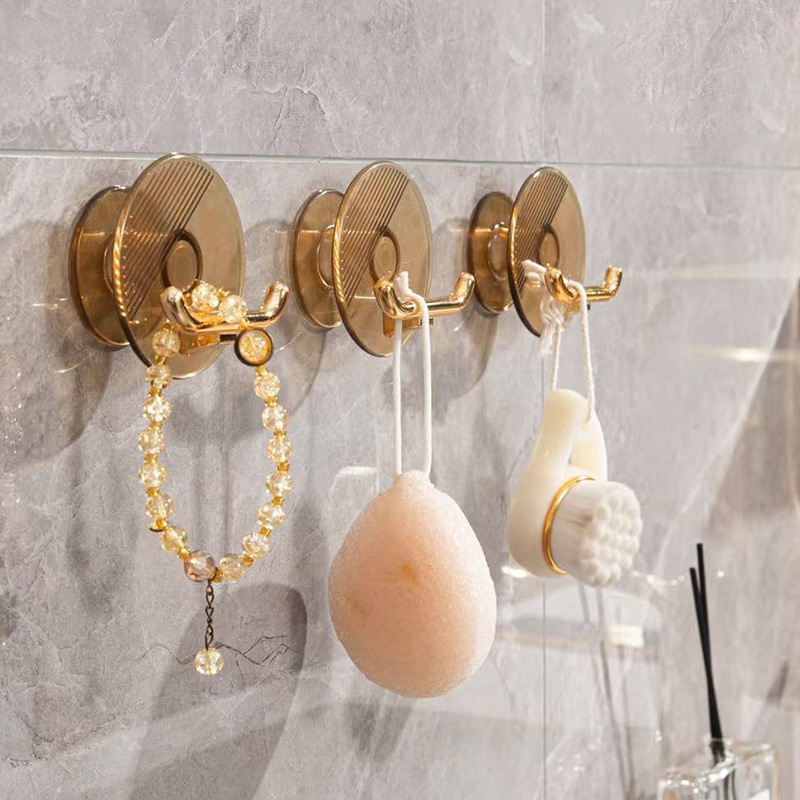 Light Luxury Creative and Slightly Luxury Transparent Hook Punch-Free Strong Load-Bearing Adhesive behind the Door, on the Wall Bathroom Seamless Sticky Hook
