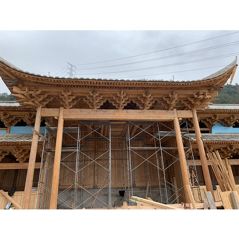 定制实木古建仿古门窗长廊屋檐门头木雕斗拱飞檐门楼凉亭护栏06200