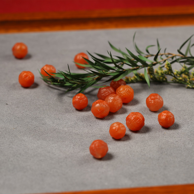 淘宝热款天然南红线球9-10mm左右散珠配饰diy单珠百搭中国风款