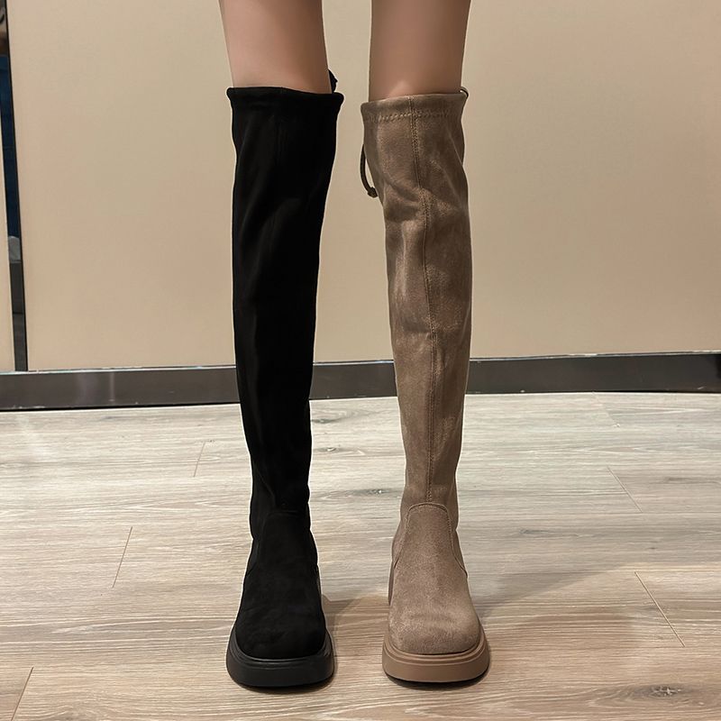 过膝靴长靴女2023秋冬季新款长筒靴骑士女鞋马丁鞋子弹力高筒靴子
