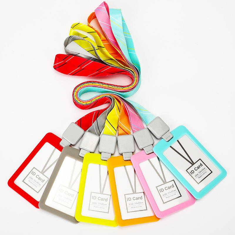 硅胶卡套胸卡工牌套挂绳学生证公交卡厂牌证件卡套挂绳透明工作牌