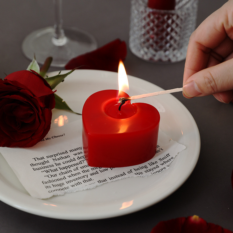 Love Candle Wholesale Wedding Confession Birthday Fragrance Valentine's Day Valentine's Day Gift Red Heart-Shaped Aromatherapy Candle