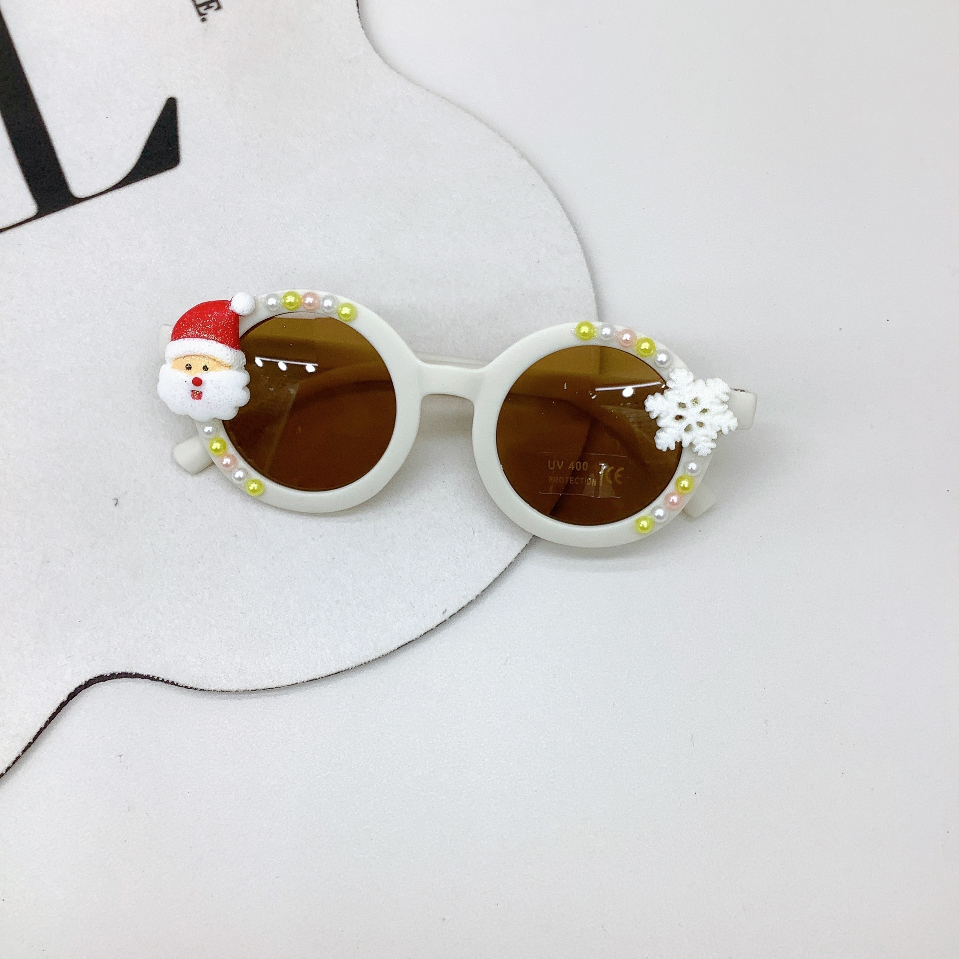 New Cute Kids Sunglasses round Frame Fashion Snowflake Santa Claus Baby Sunglasses Sunshade Stylish Glasses