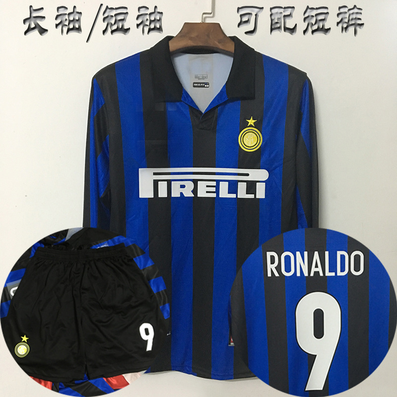 1998-99赛季意甲国米复古球衣10号巴乔9号罗纳尔多主场短袖足球服