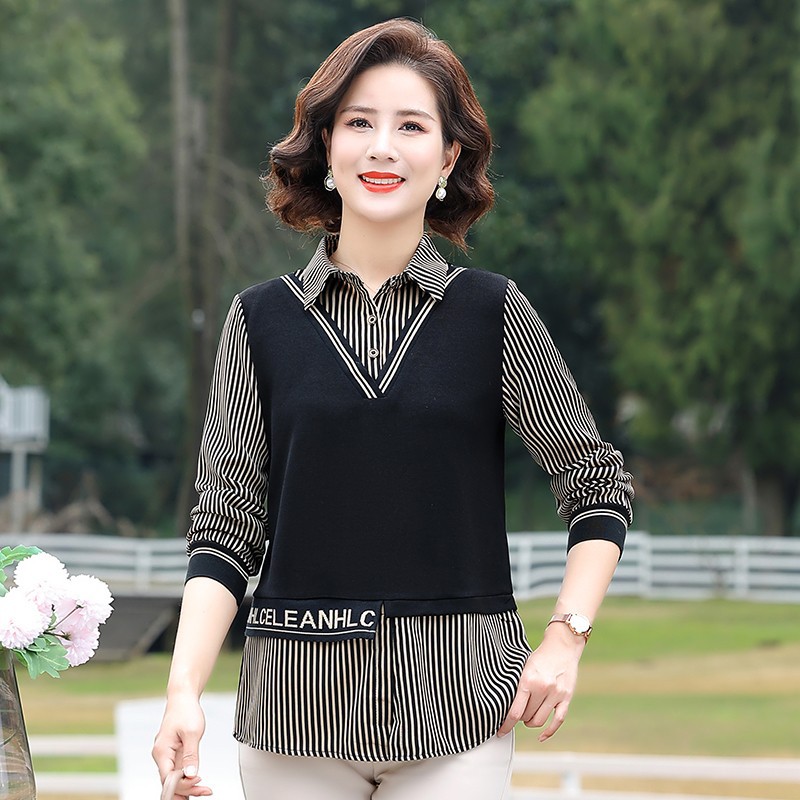 中年女装妈妈装衬衫衬衣春夏装中老年女上衣宽松衬衫胖妈妈装夏装