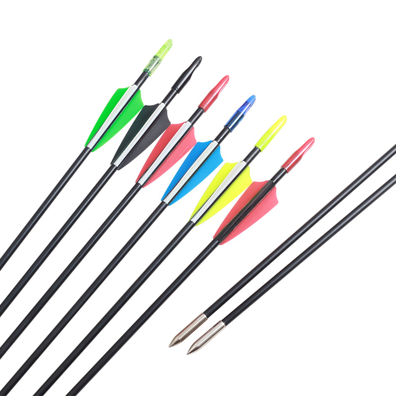 玻纤箭6mm弓箭练习箭外包箭头反曲直拉弓箭野外户外射箭练习箭