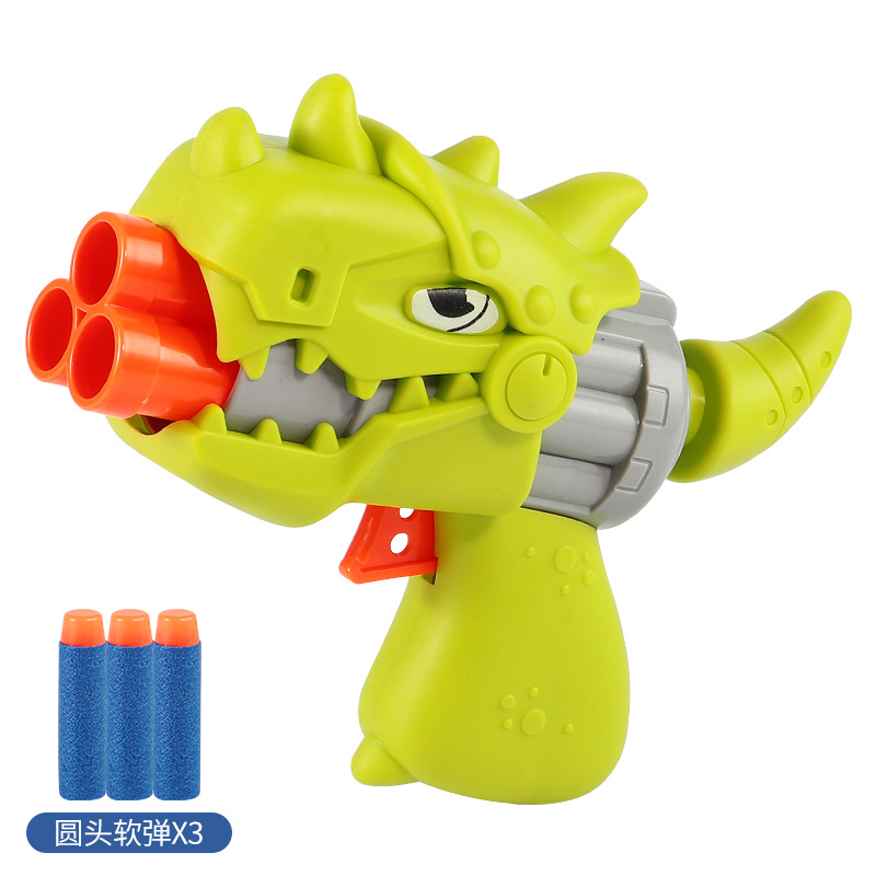 Cross-Border Dinosaur Catapult Soft Bullet Gun Children's Catapult Toy Gun Square Stall Night Market Toy Manufacturer Supply Wholesale