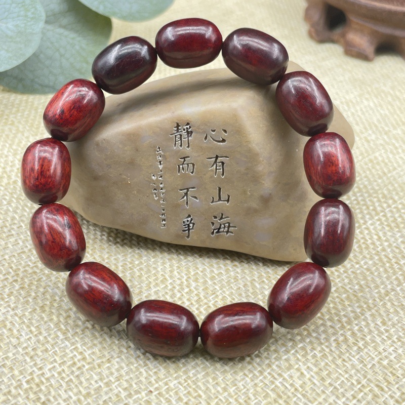 红木枣珠手串男女款黑檀木红酸枝枣型木珠佛珠文玩念珠手链批发