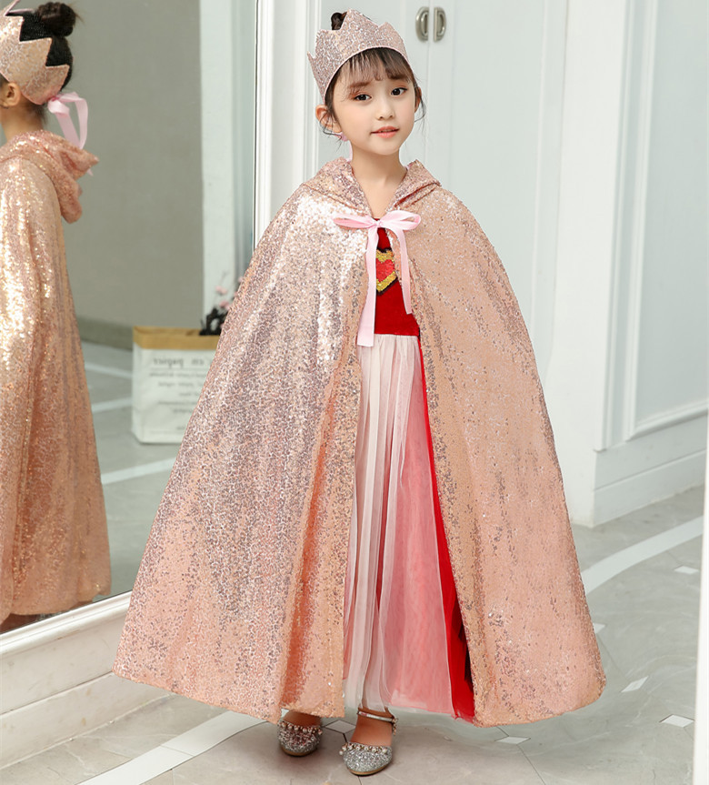 儿童珠片披风生日舞会女童斗篷艾莎公主披肩