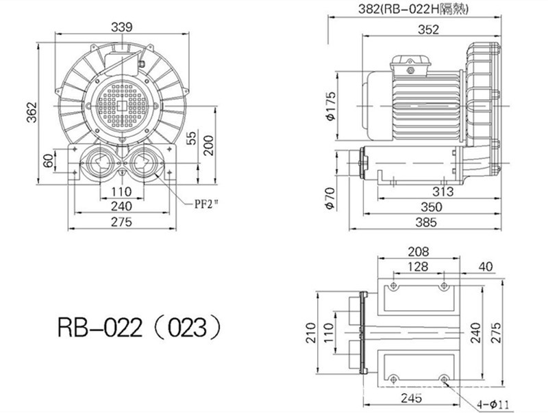 玻璃机械窑炉送风应用铝合金环形高压鼓风机rb022380v15kw风泵