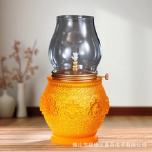 供佛油灯灯盏酥油灯家用佛前琉璃长明灯寺庙佛台上的环保莲花油灯