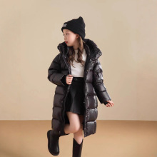 男女童同款羽绒服长款黑金鹅绒服加厚中大儿童连帽冬装2025年新款