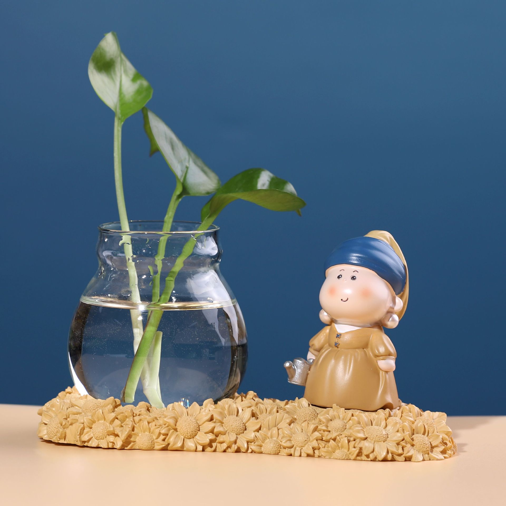 艺术家水培小花瓶卡通可爱女孩客厅桌面装饰摆件创意礼品珍珠少女