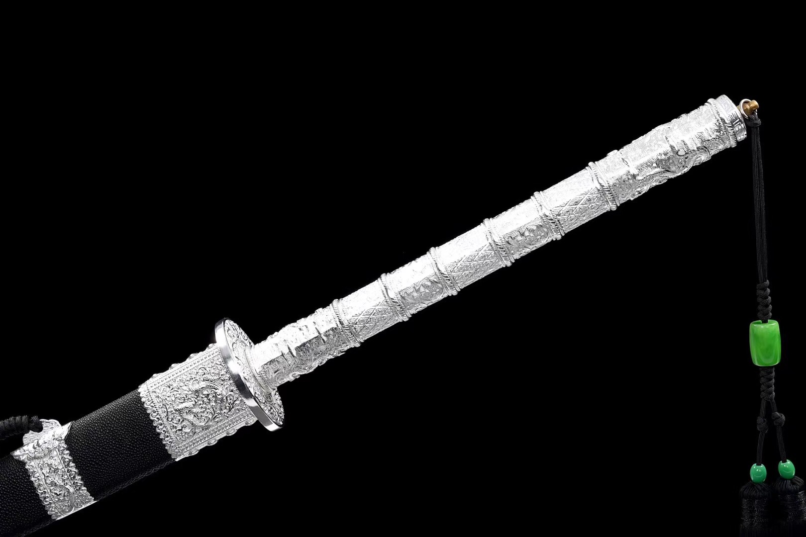 厂家批发龙泉市刀剑 镀银装双槽高锰钢锻打 中式传统一体康熙长刀