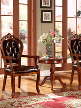 休闲茶几椅组合三件套欧式实木小圆桌沙发椅美式卧室阳台桌椅两人
