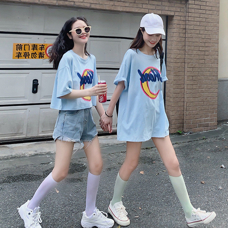 闺蜜装韩版学生两人夏季姐妹装二人短袖初中生闺蜜衣服社会t恤女