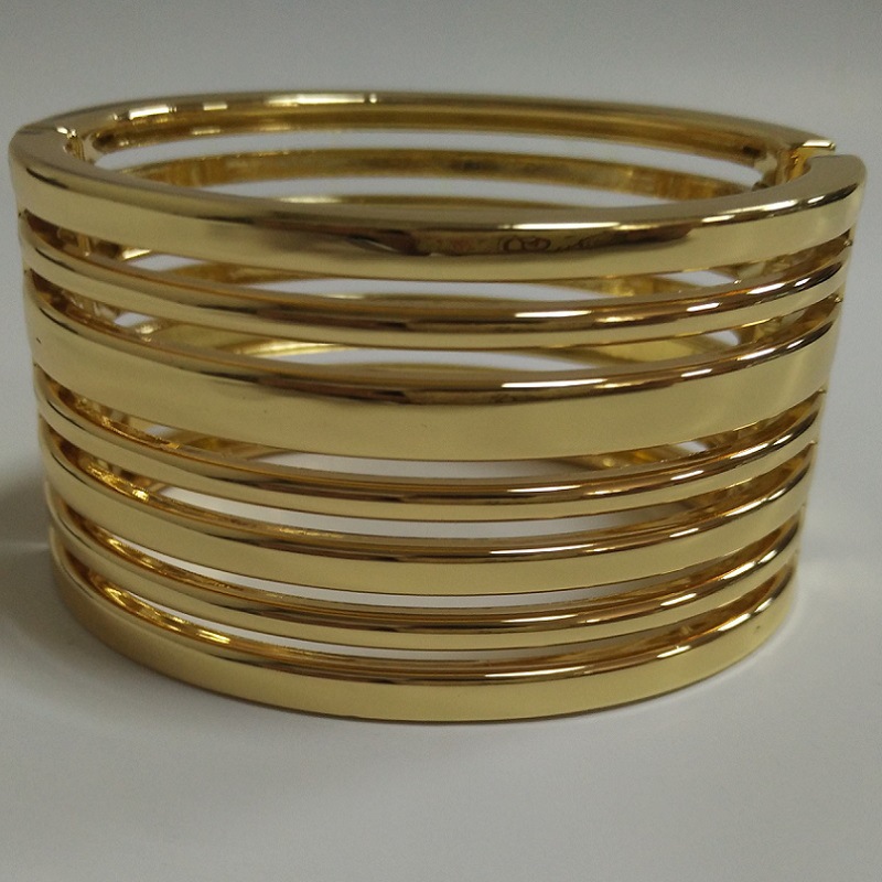 AliExpress New Popular Multi-Layer Hollow Alloy Spring Pin Bracelet Creative Metal Wide-Brimmed Bracelet Wholesale