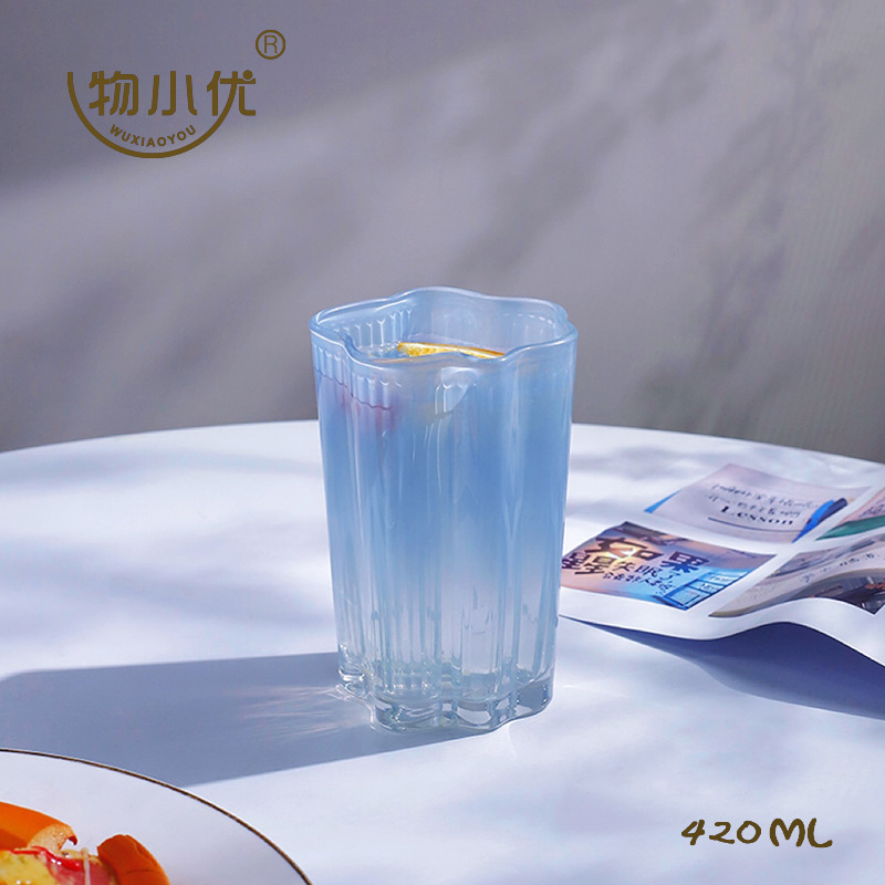 蒙砂云朵杯创意玻璃杯新款家用网红不规则玻璃杯定logo咖啡杯水杯