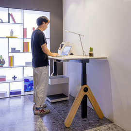 办公职员桌智能电动升降实木桌腿办公桌居家办公双电机办公室工位