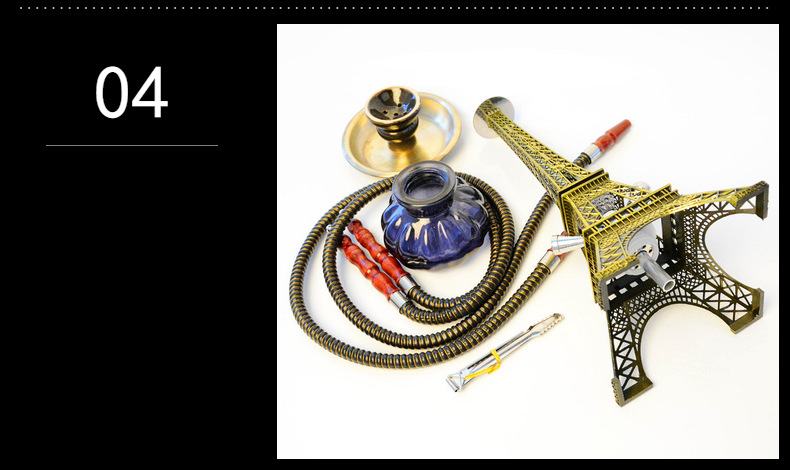 埃菲尔铁塔阿拉伯水烟壶厂家批发双管中号水烟套装 hookah shisha