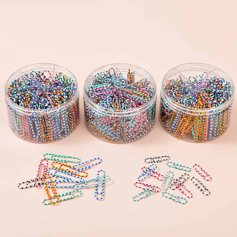 RainbowZebra 50mm Paper Clips Barrel Packed Clip Wholesale Multicolor, Large Paper Clip Office Supplies Mixed Plastic-Covered Paper Clip