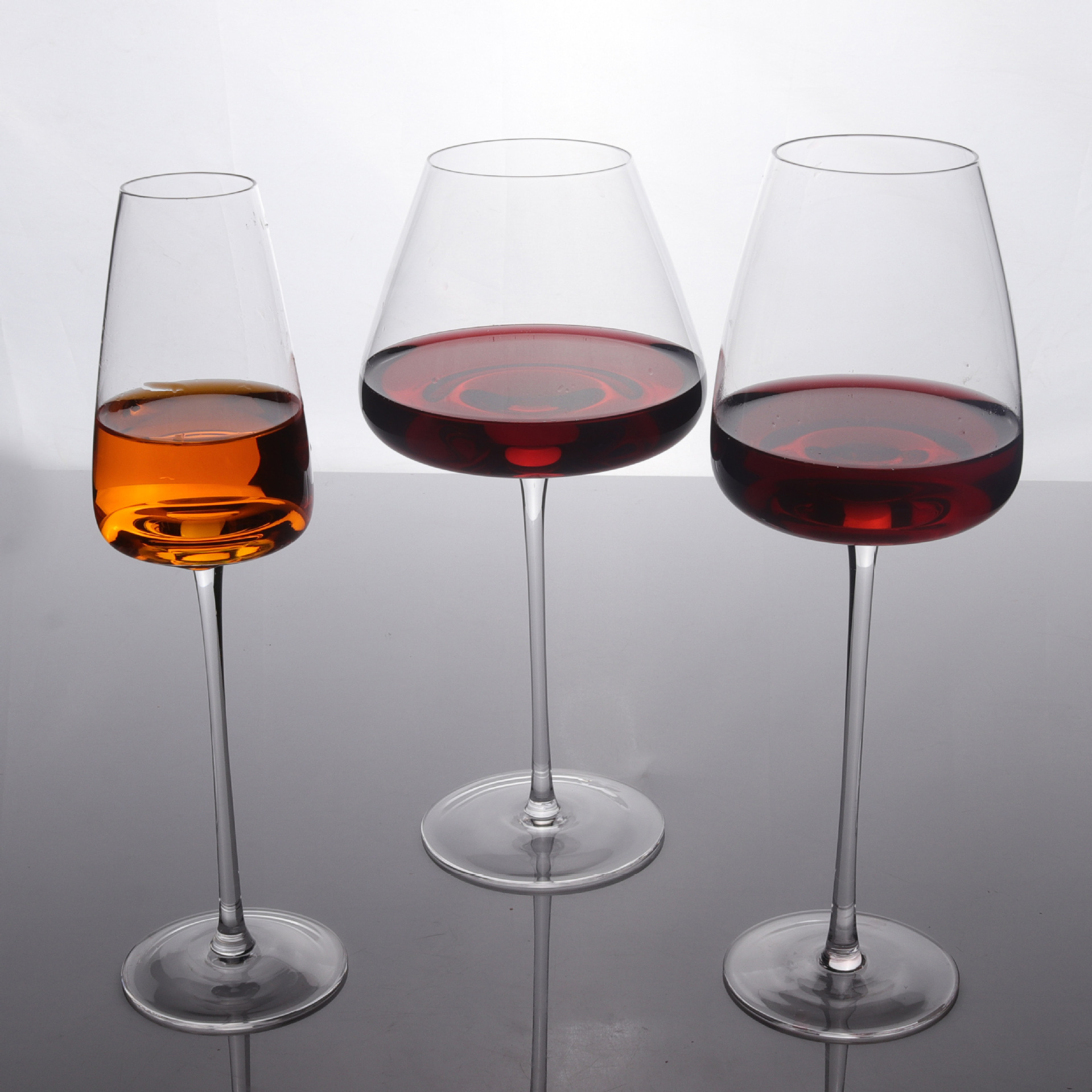 手工水晶凹底红酒杯香槟杯两支彩盒套装家用大肚勃艮第创意杯