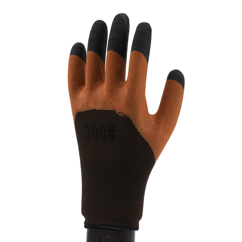 Nylon Foam Rubber Coated Gloves Breathable Nylon Styrofoam Gloves Thickened Glue-Resistant Grinding Protective Gloves
