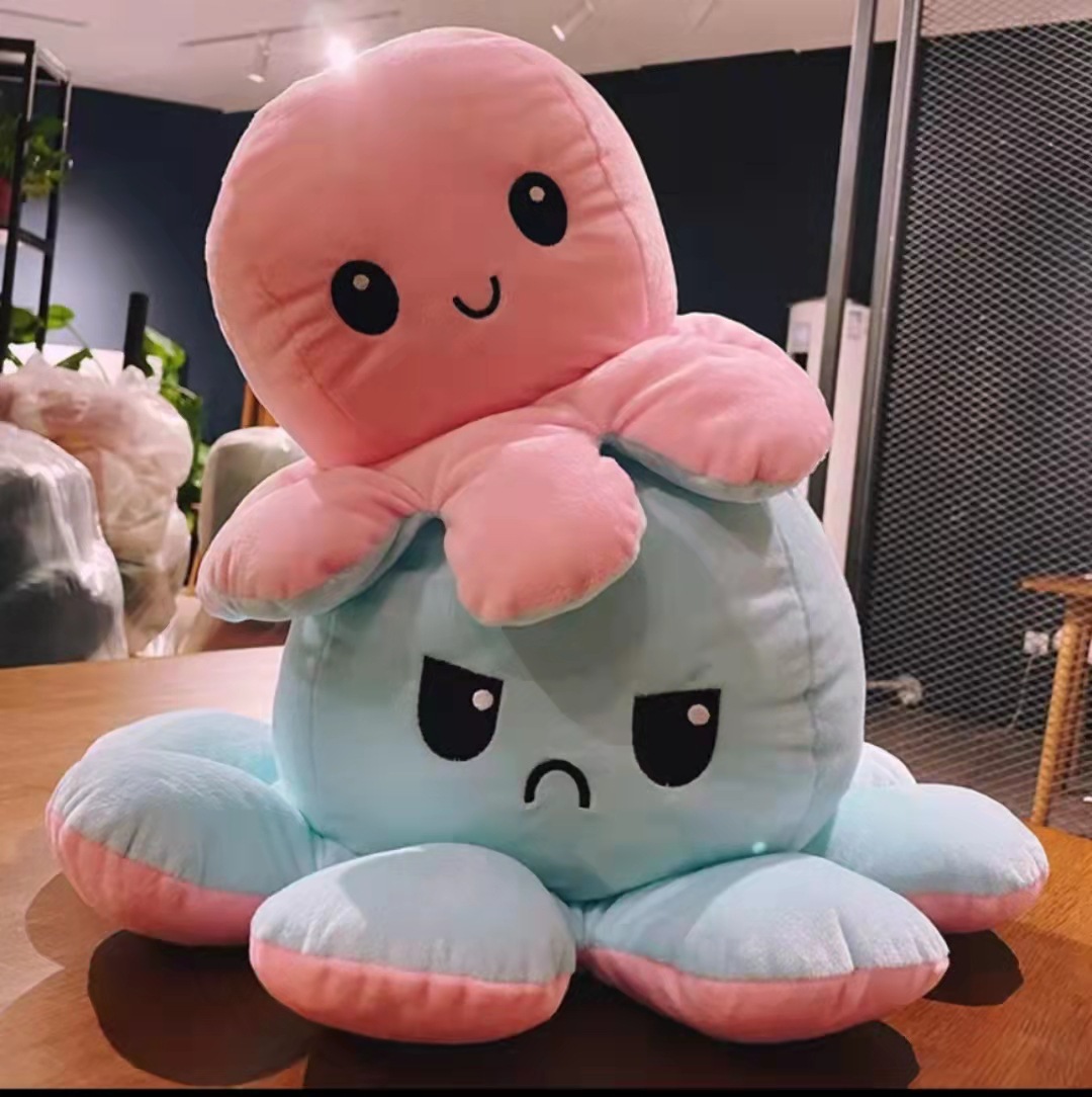 New Cross-Border Double-Sided Flip Octopus Plush Toy Size Two Sides Octopus Figurine Doll Ragdoll Gift