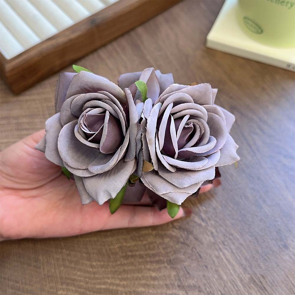 Summer Rose Flower Internet Celebrity Same Style Grip Shark Clip Back Head Girl Head Flower Updo Hair Accessories Vacation Style