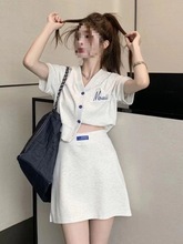盐系运动服套装女夏季学生宽松韩版时尚气质短袖短裙休闲两件套潮